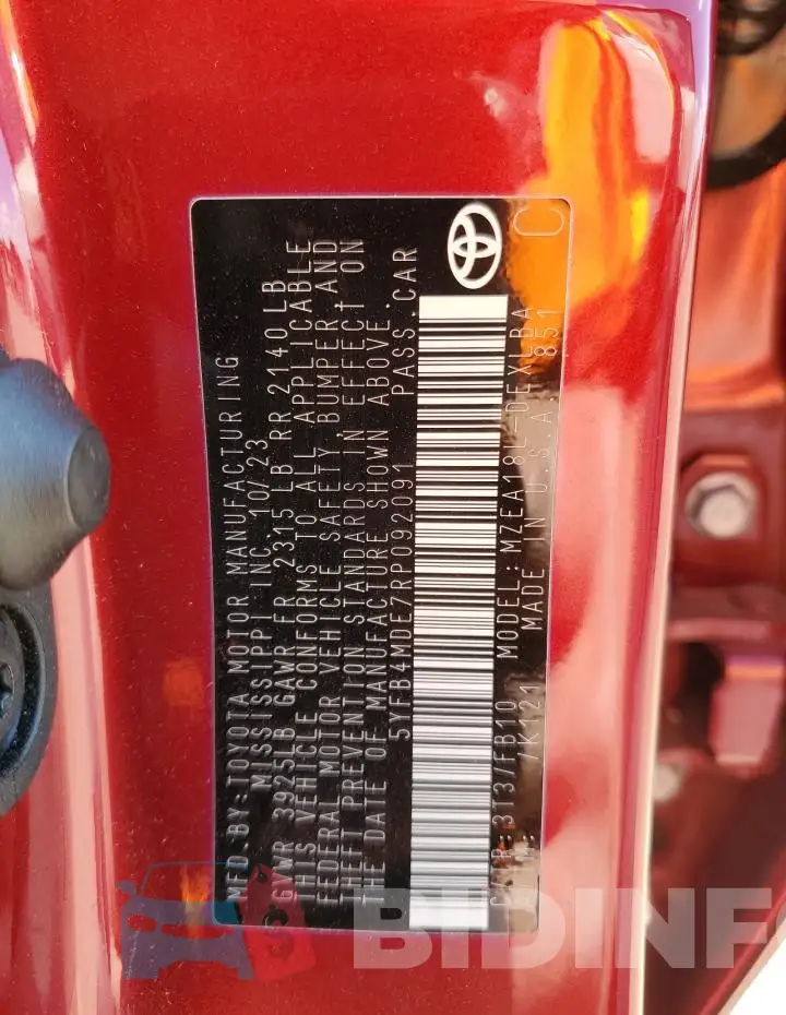 5YFB4MDE7RP092091 Photo# 12