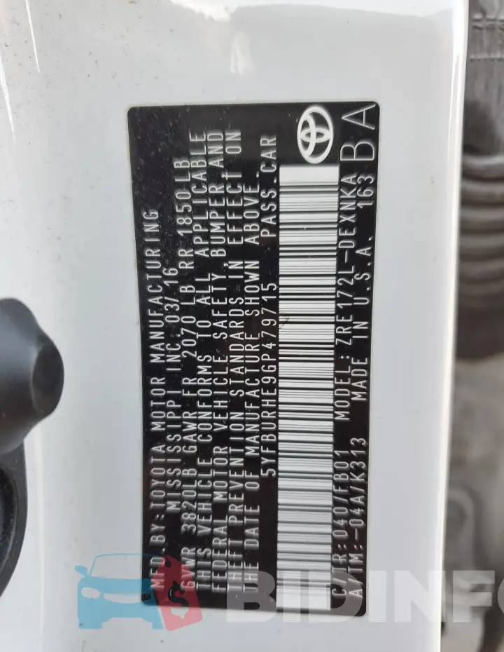 5YFBURHE9GP479715 Photo# 12