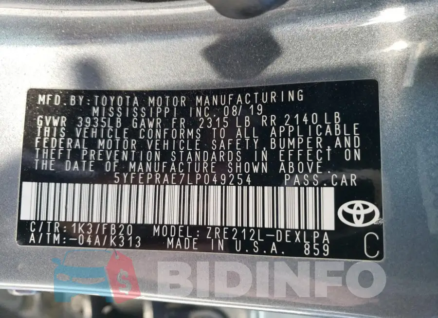 5YFEPRAE7LP049254 Photo# 13