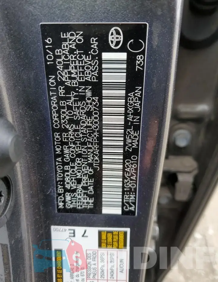 JTDKARFP9H3000734 Photo# 12