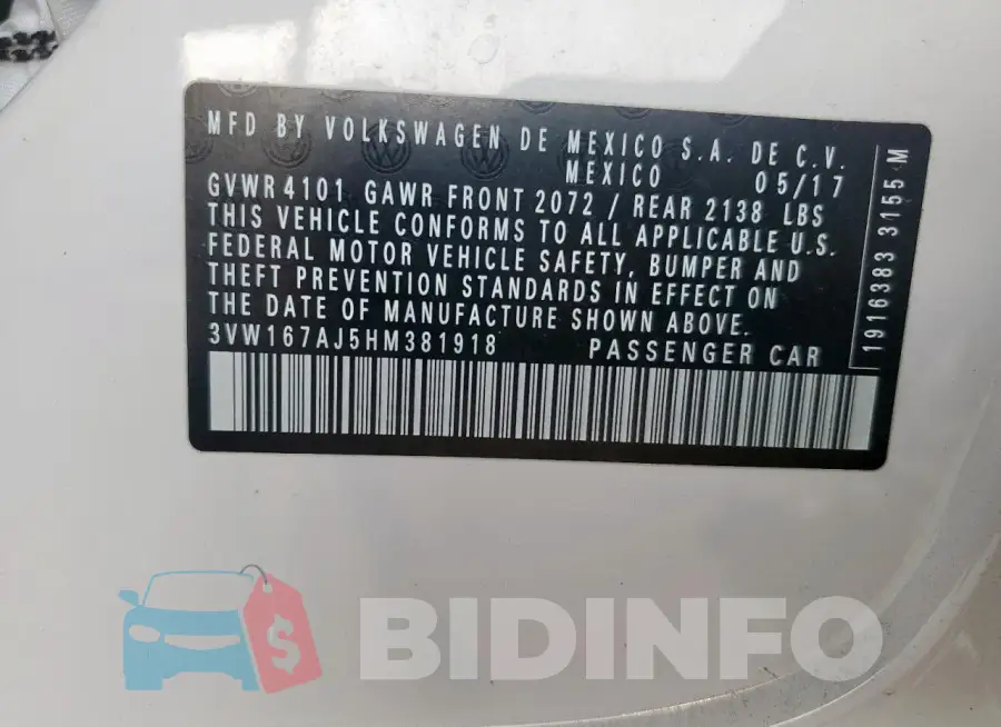 3VW167AJ5HM381918 Photo# 12