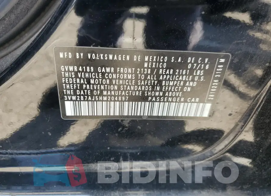 3VW2B7AJ5HM204897 Photo# 12