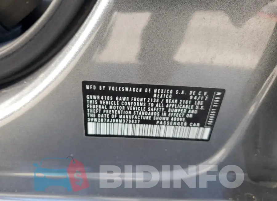 3VW2B7AJ9HM379637 Photo# 13