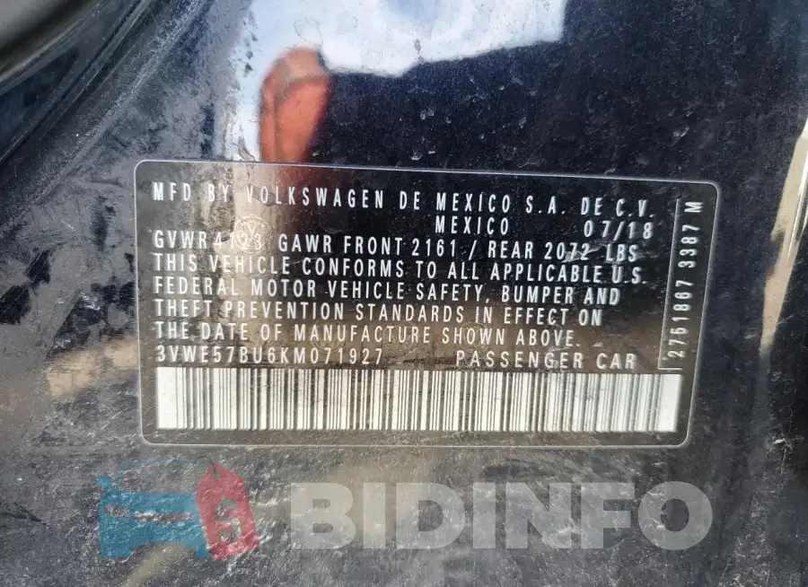 3VWE57BU6KM071927 Photo# 12