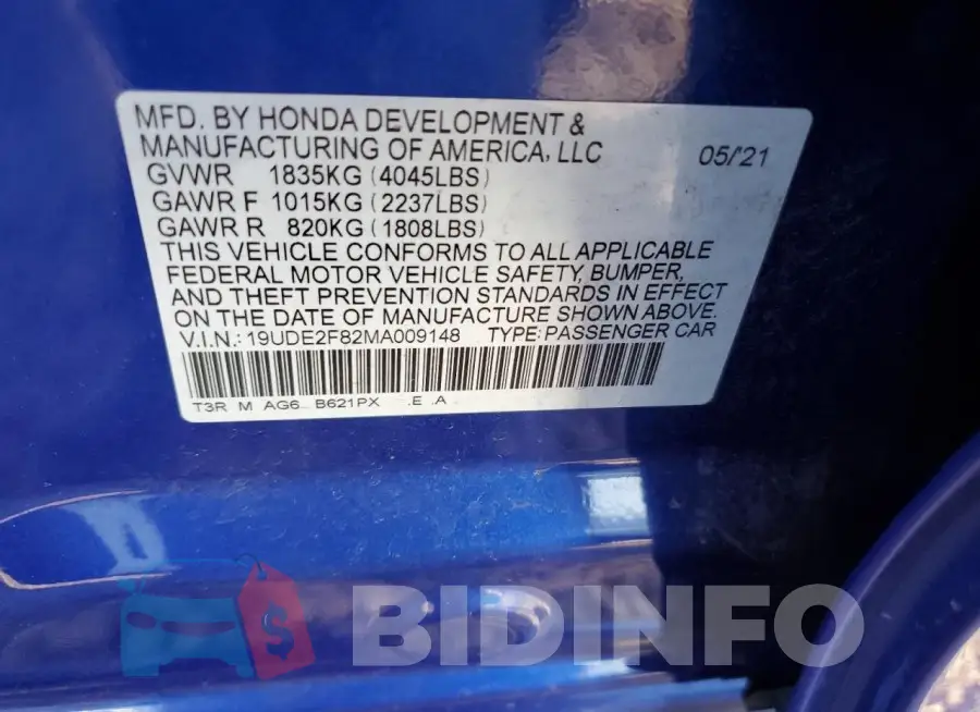 19UDE2F82MA009148 Photo# 13