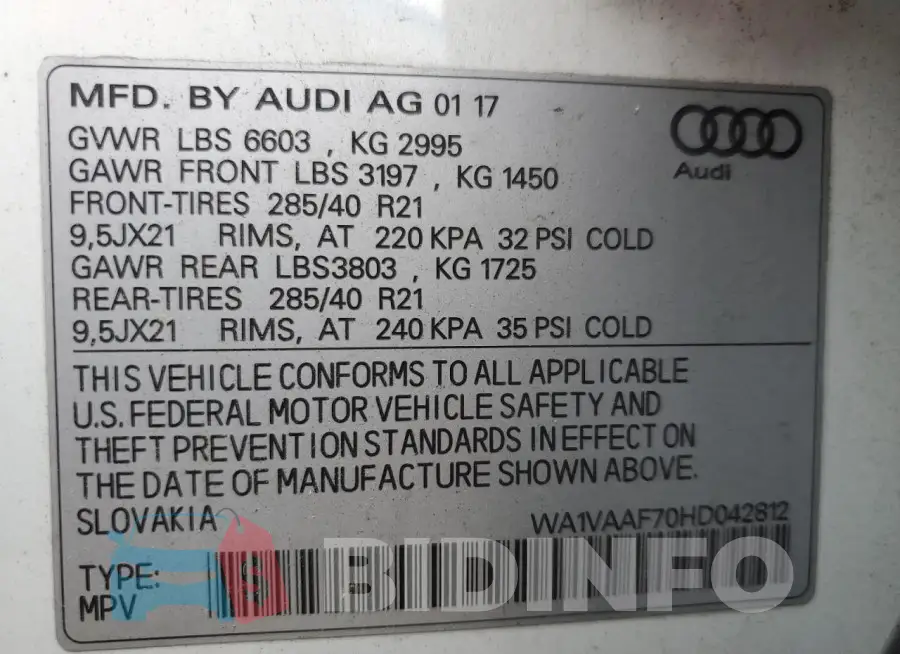 WA1VAAF70HD042812 Photo# 13