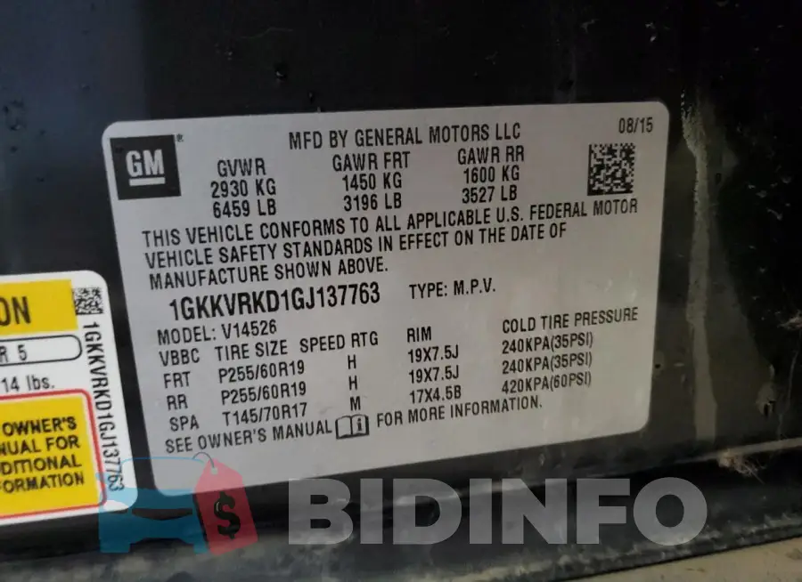 1GKKVRKD1GJ137763 Photo# 13