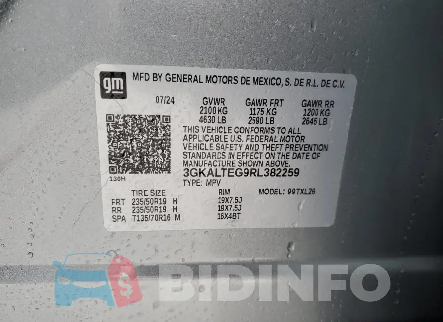 3GKALTEG9RL382259 Photo# 13