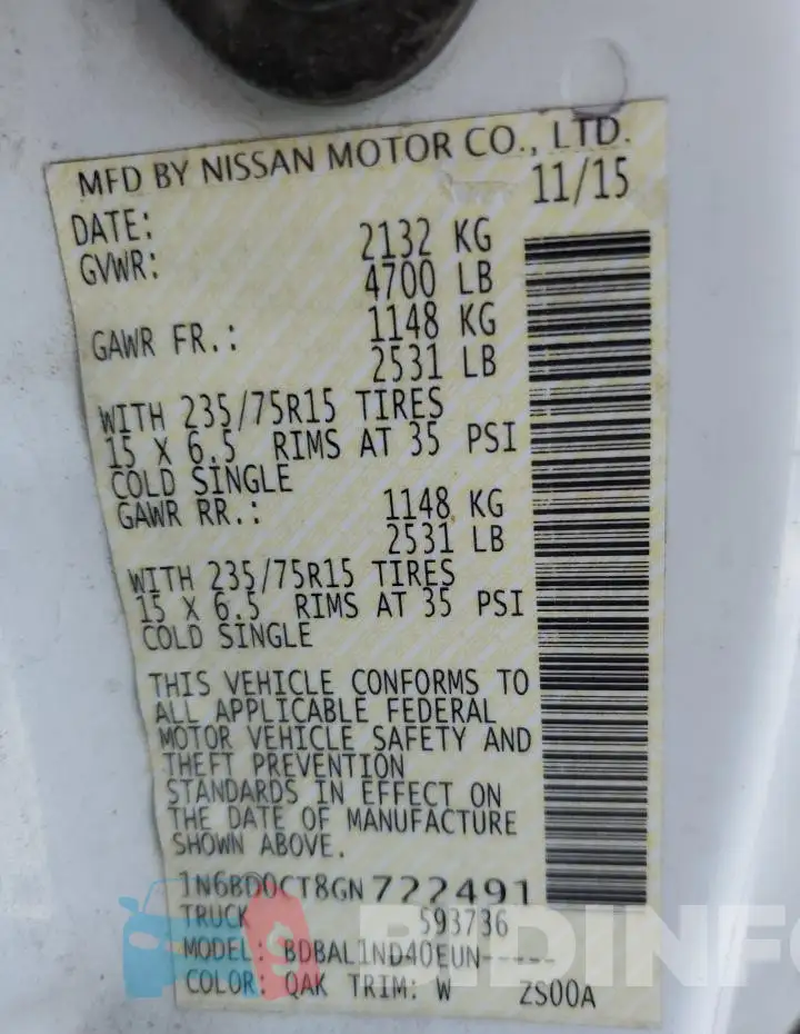 1N6BD0CT8GN722491 Photo# 13