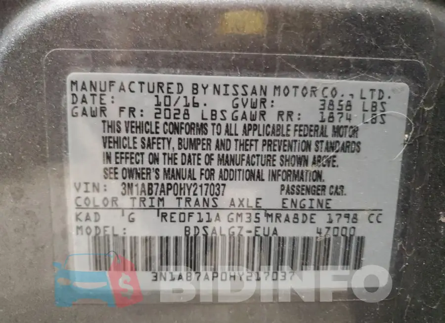 3N1AB7AP0HY217037 Photo# 12