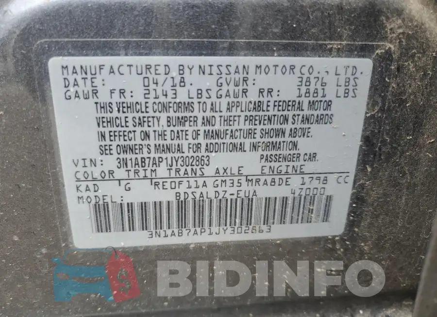 3N1AB7AP1JY302863 Photo# 12