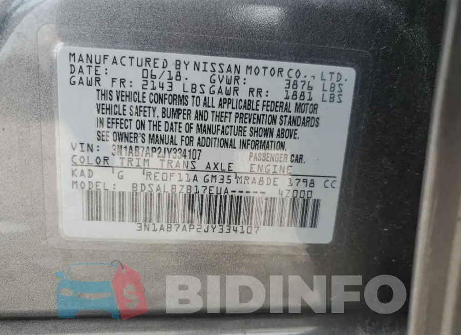 3N1AB7AP2JY334107 Photo# 12