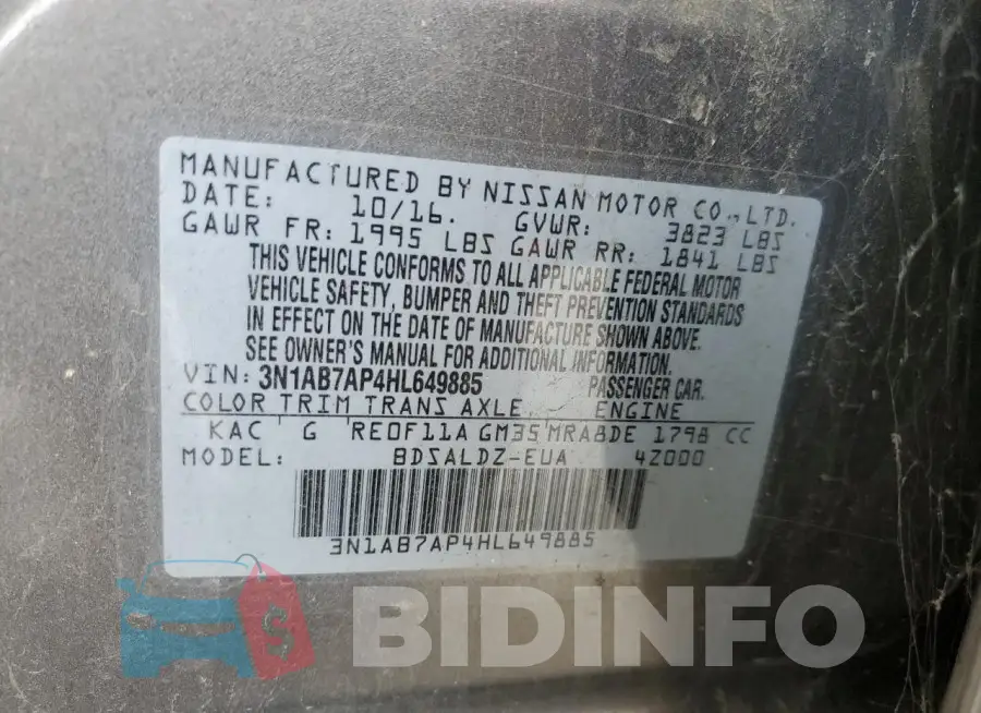 3N1AB7AP4HL649885 Photo# 13
