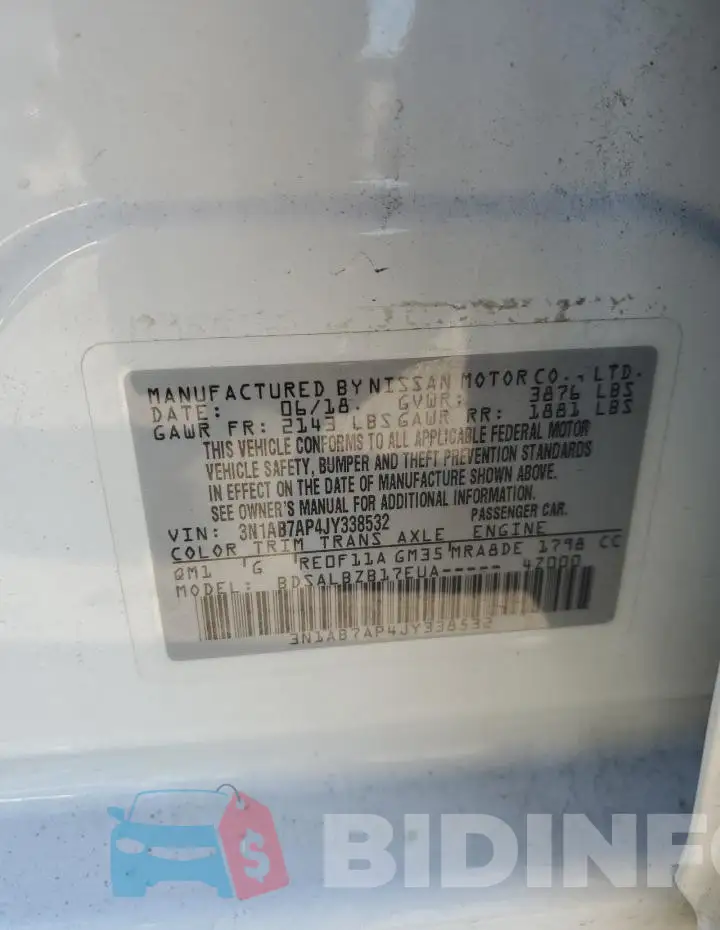 3N1AB7AP4JY338532 Photo# 12