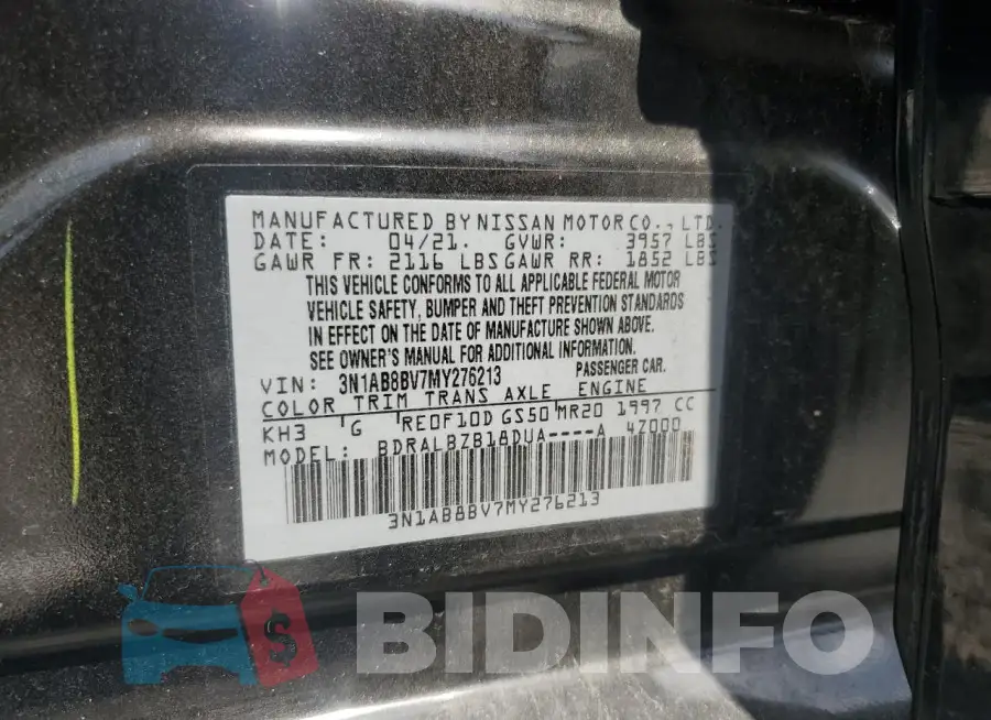 3N1AB8BV7MY276213 Photo# 12