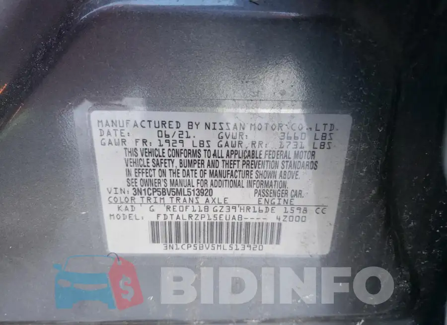 3N1CP5BV5ML513920 Photo# 14