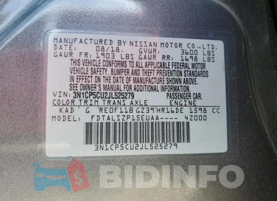 3N1CP5CU2JL525279 Photo# 12