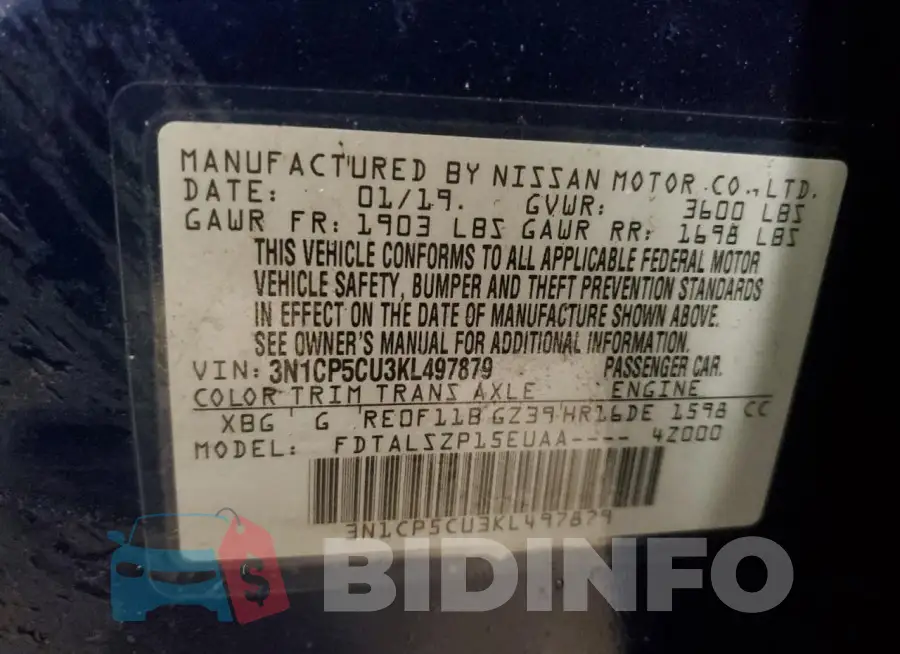 3N1CP5CU3KL497879 Photo# 13