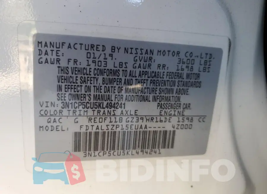 3N1CP5CU5KL494241 Photo# 13