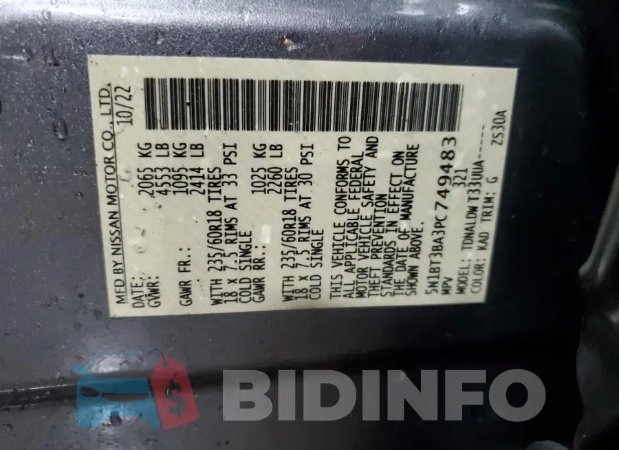 5N1BT3BA3PC749483 Photo# 12