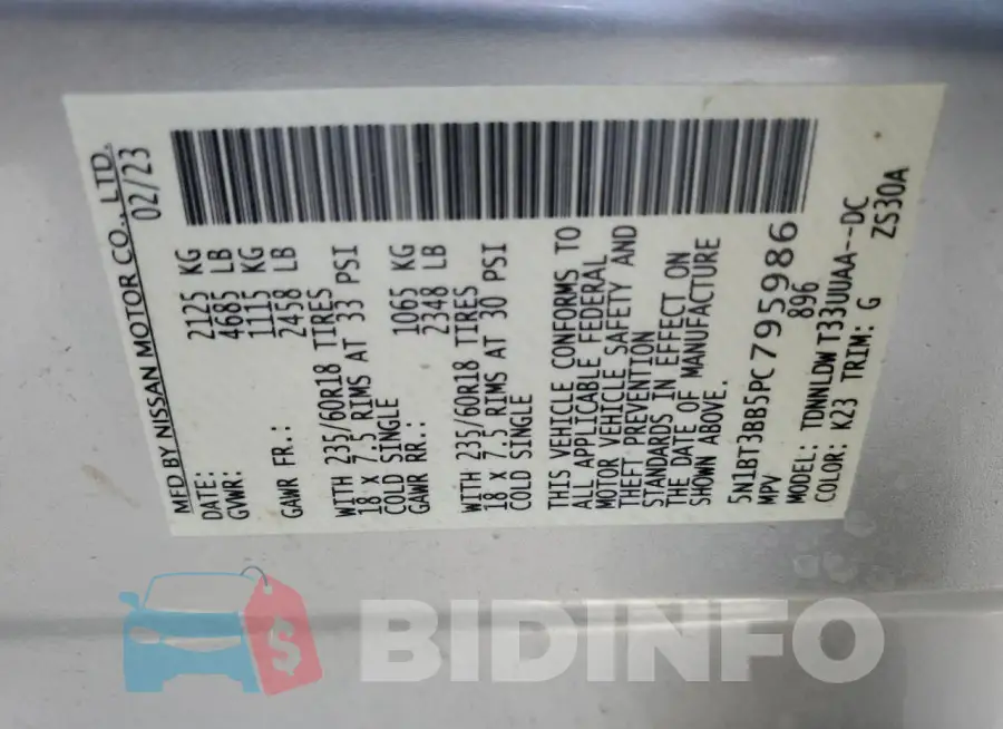 5N1BT3BB5PC795986 Photo# 13