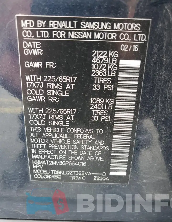KNMAT2MV3GP664016 Photo# 13