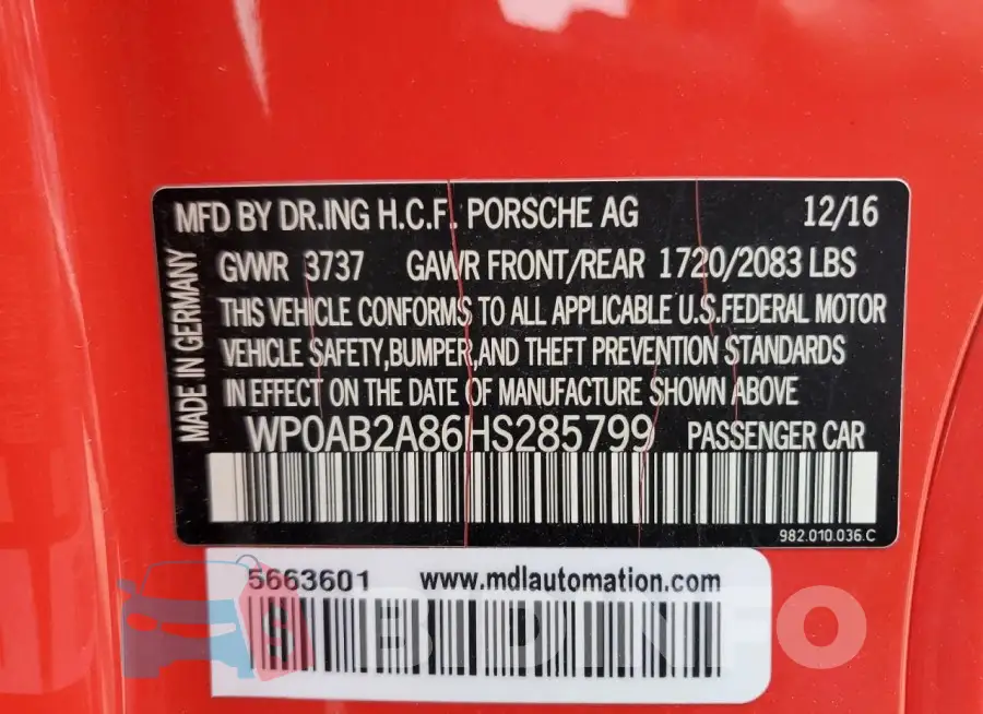 WP0AB2A86HS285799 Photo# 13