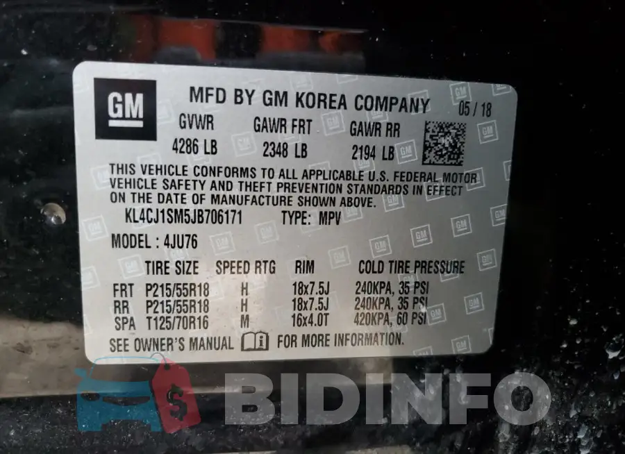KL4CJ1SM5JB706171 Photo# 13
