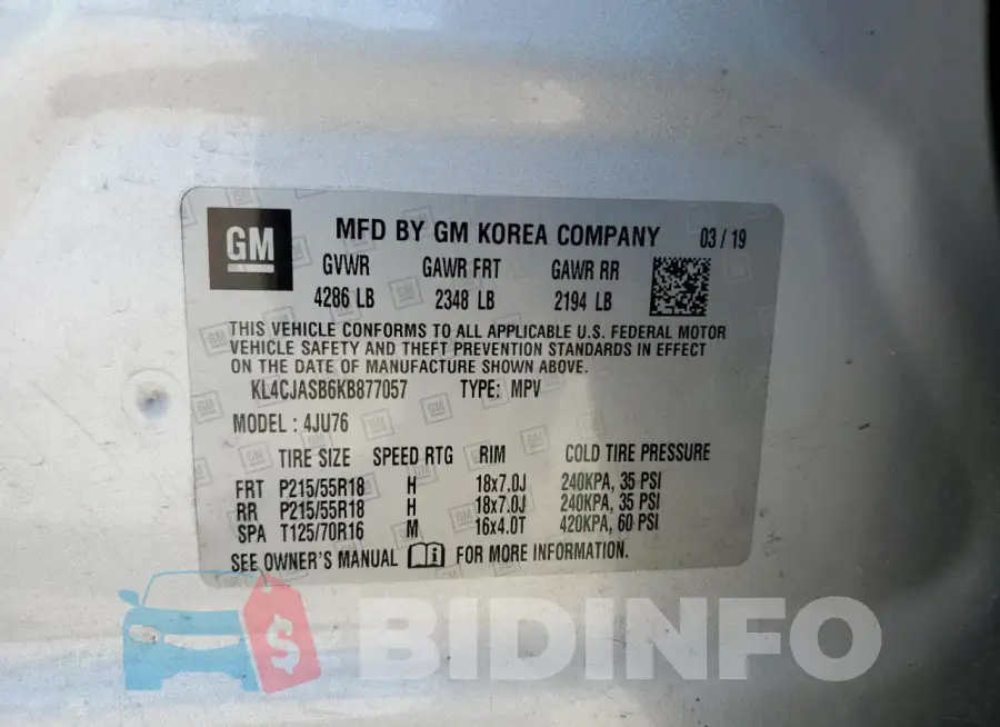 KL4CJASB6KB877057 Photo# 14