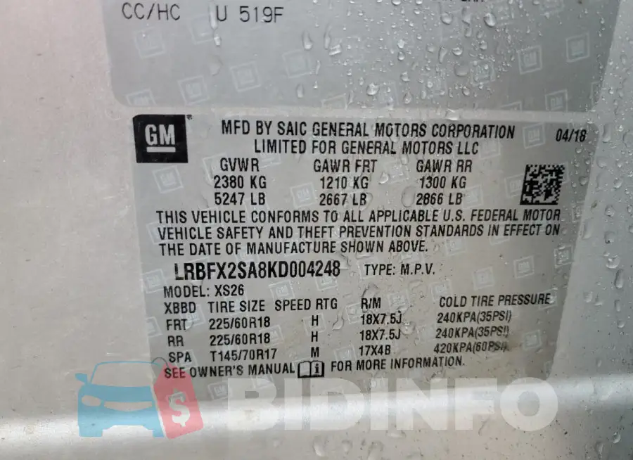 LRBFX2SA8KD004248 Photo# 13