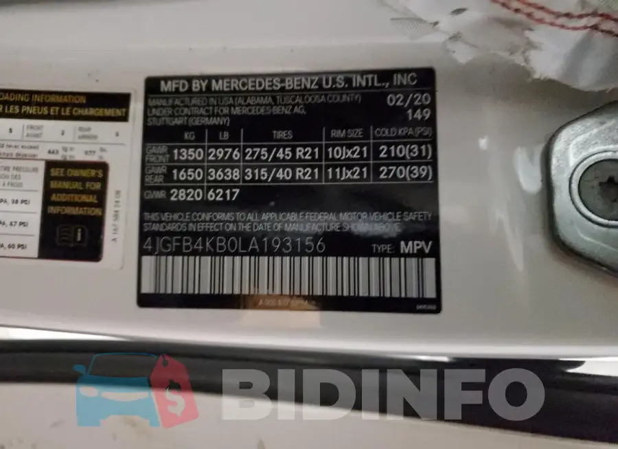 4JGFB4KB0LA193156 Photo# 14