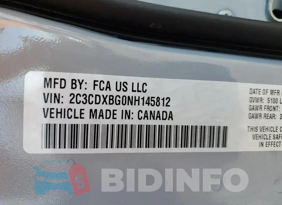 2C3CDXBG0NH145812 Photo# 13