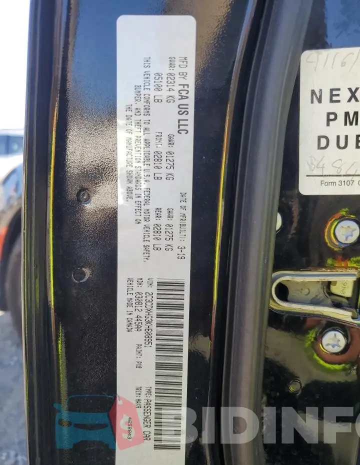 2C3CDXHG3KH608951 Photo# 13