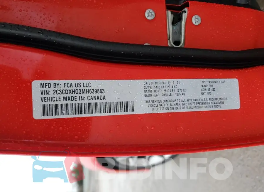2C3CDXHG3MH639863 Photo# 12