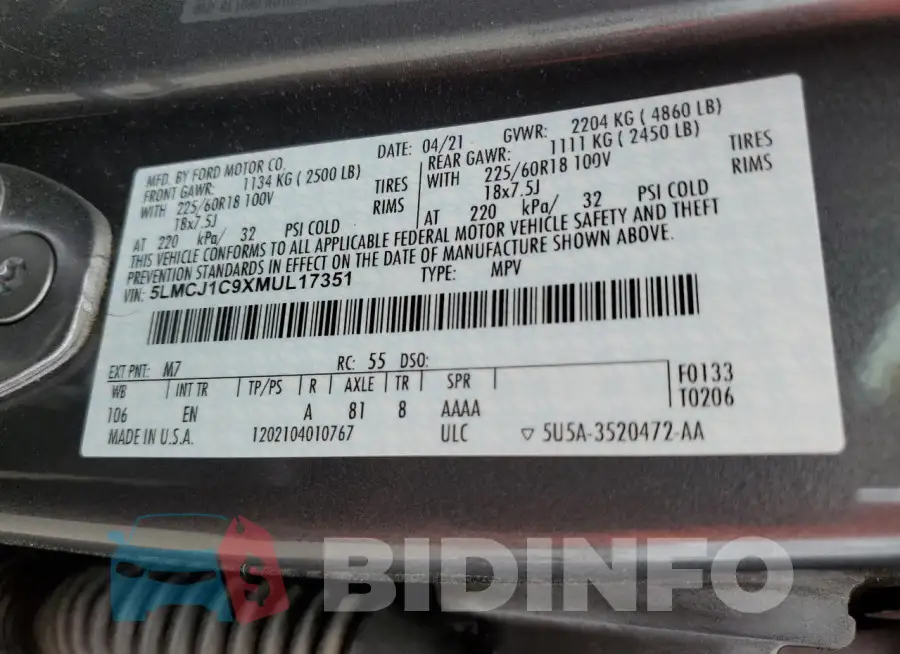 5LMCJ1C9XMUL17351 Photo# 14