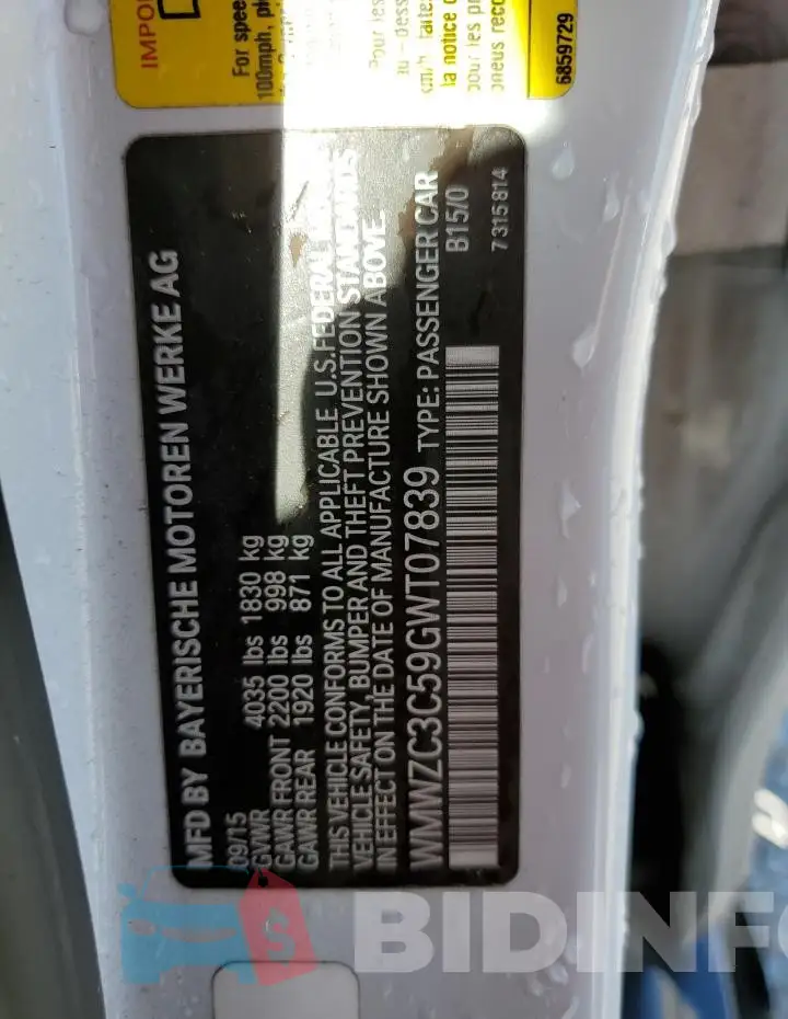 WMWZC3C59GWT07839 Photo# 14