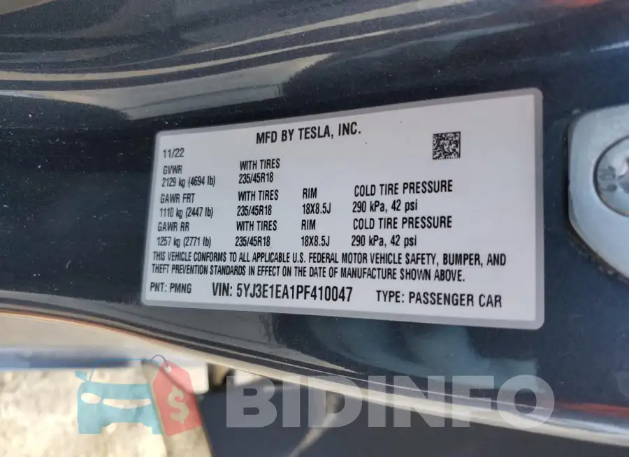 5YJ3E1EA1PF410047 Photo# 12