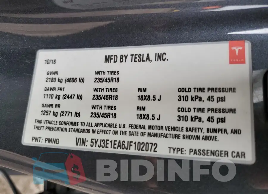 5YJ3E1EA6JF102072 Photo# 12