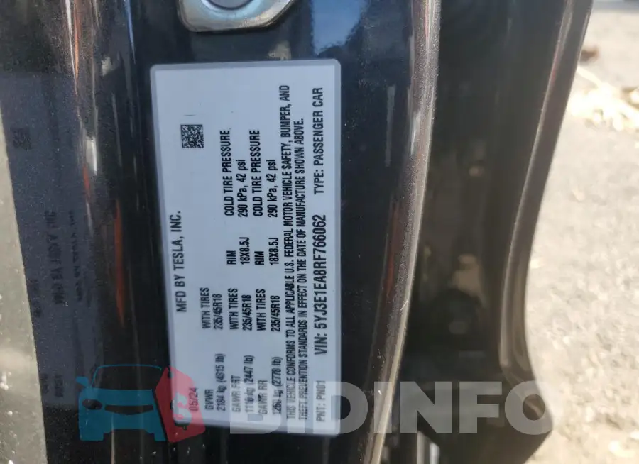 5YJ3E1EA8RF766062 Photo# 12