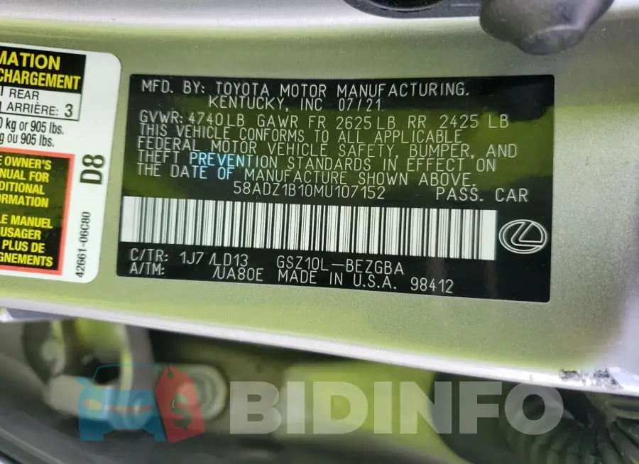 58ADZ1B10MU107152 Photo# 12