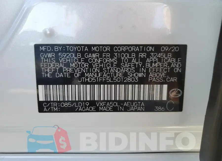 JTHD51FF5L5012803 Photo# 13