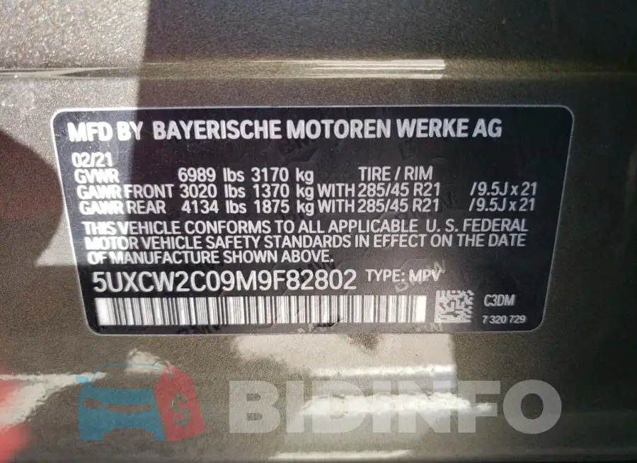 5UXCW2C09M9F82802 Photo# 13