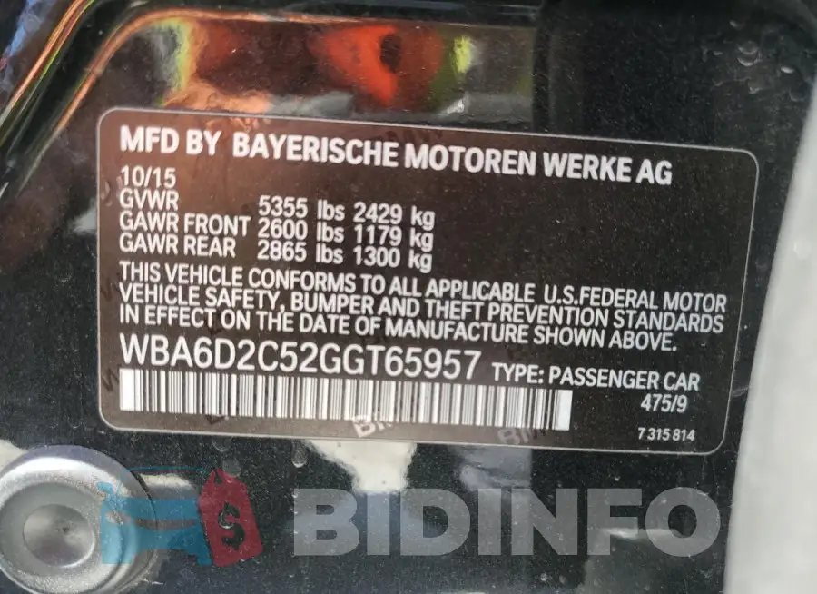 WBA6D2C52GGT65957 Photo# 12
