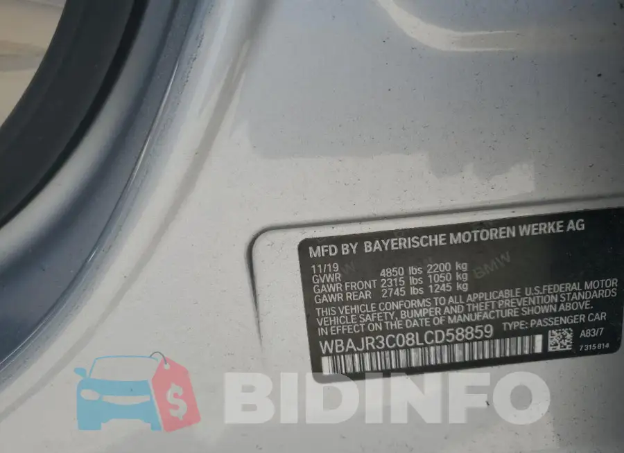 WBAJR3C08LCD58859 Photo# 12