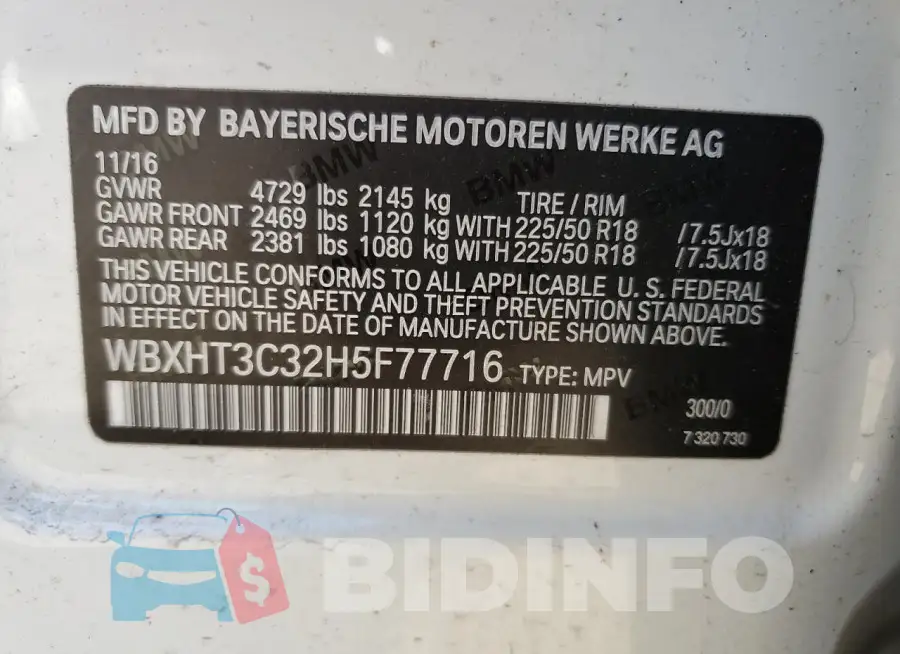 WBXHT3C32H5F77716 Photo# 13