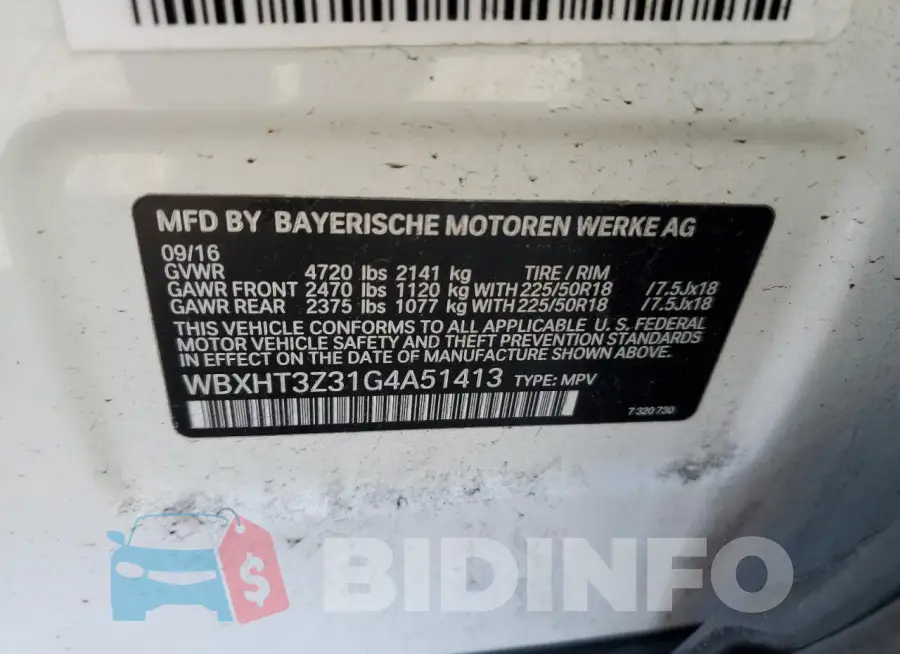 WBXHT3Z31G4A51413 Photo# 12