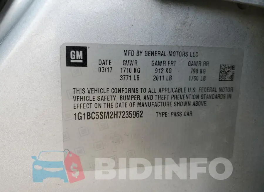 1G1BC5SM2H7235962 Photo# 12