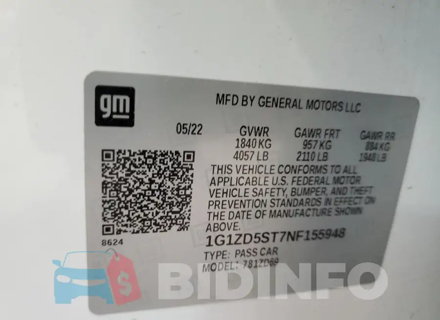 1G1ZD5ST7NF155948 Photo# 12