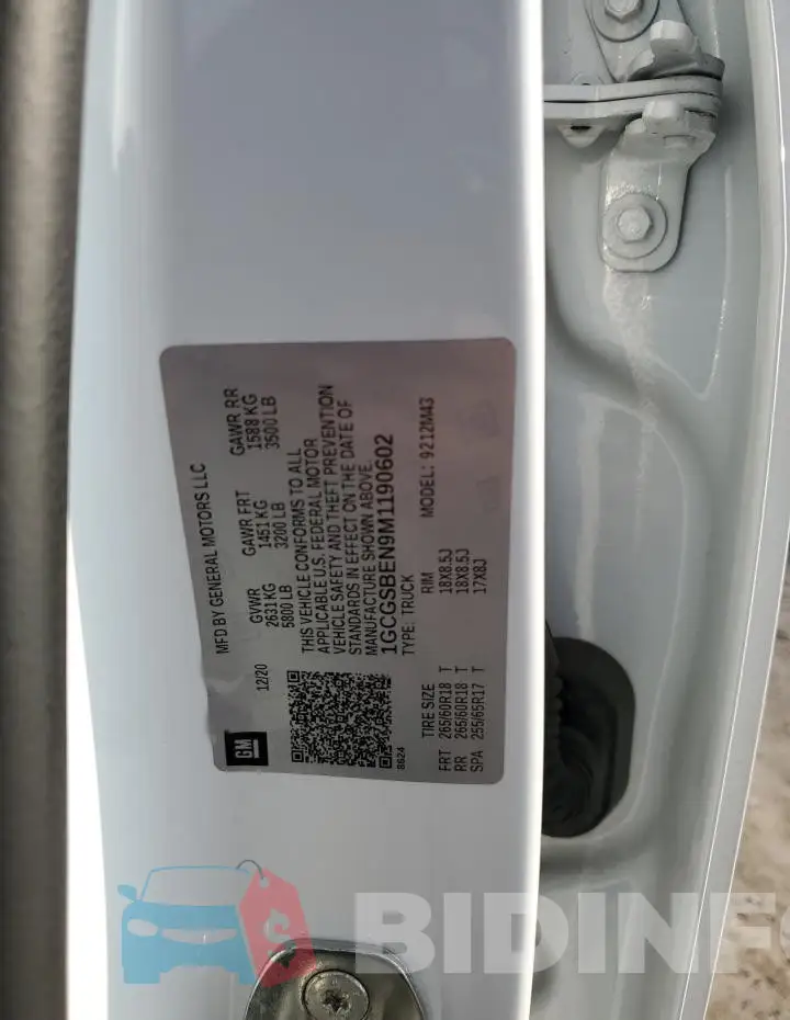1GCGSBEN9M1190602 Photo# 12