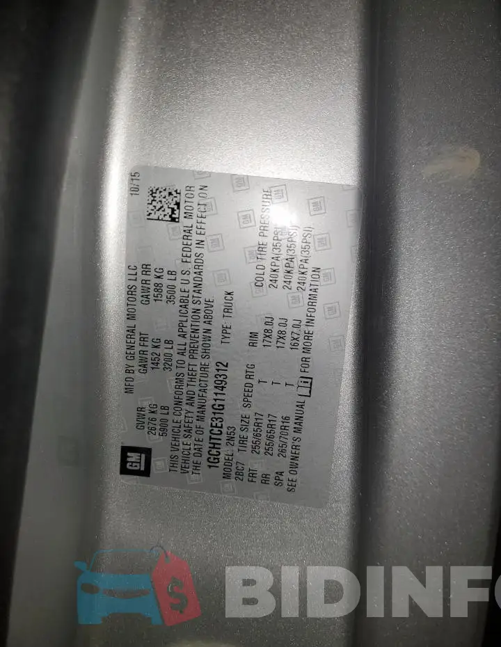 1GCHTCE31G1149312 Photo# 12